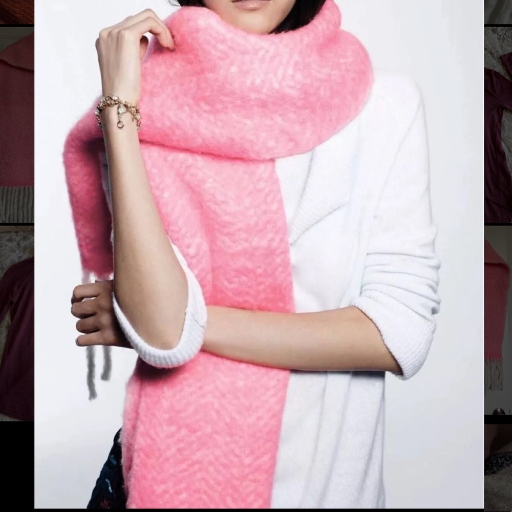 Extra Large Pink Wool Scarf